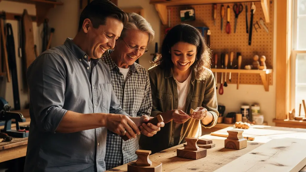 Human perspective shot of diverse Canadian artisans collaborating in bright modern workshop space