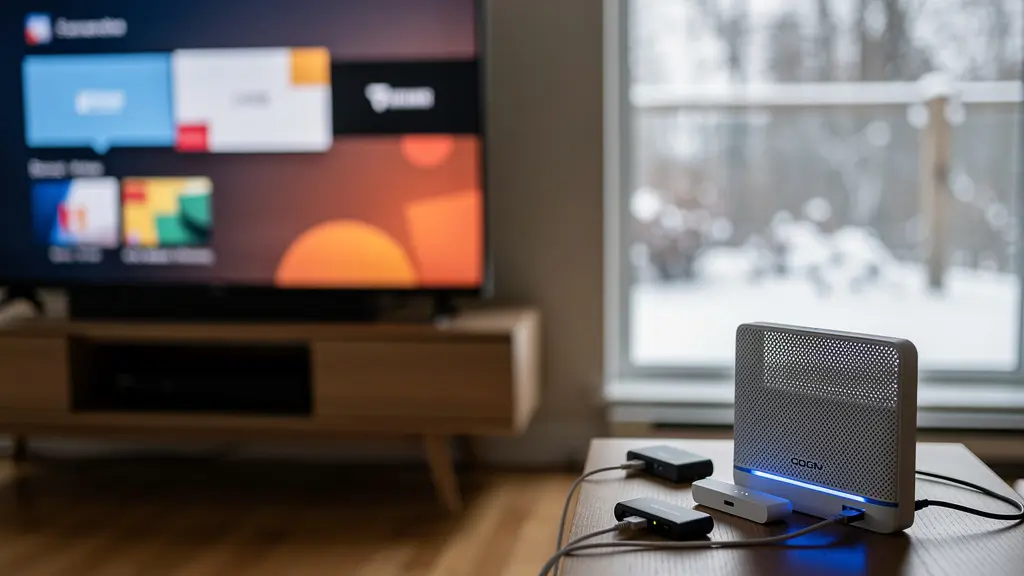 Modern home network setup showing streaming devices and routers managing high-speed internet connections