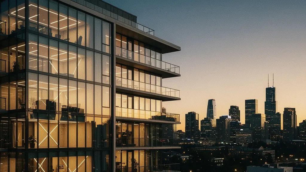 Modern Canadian condominium development showcasing smart home integration features with Toronto skyline in background