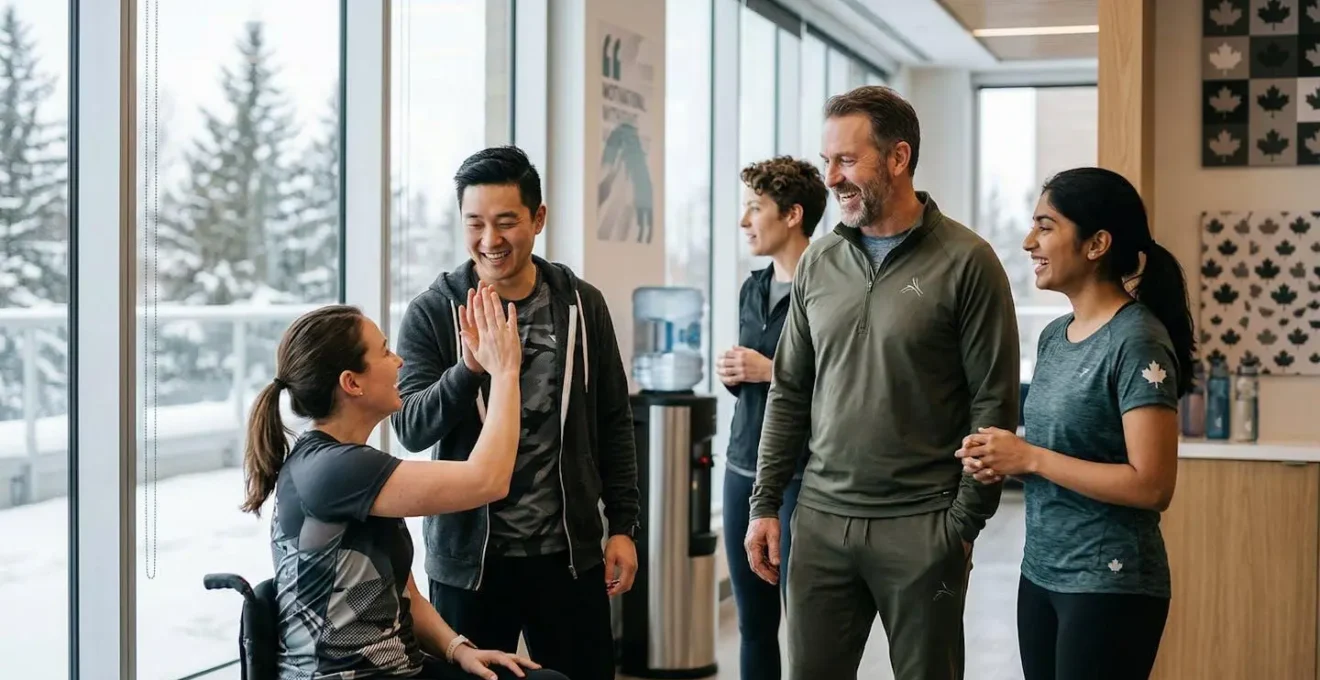 Dynamic corporate wellness challenge participants in collaborative fitness activity