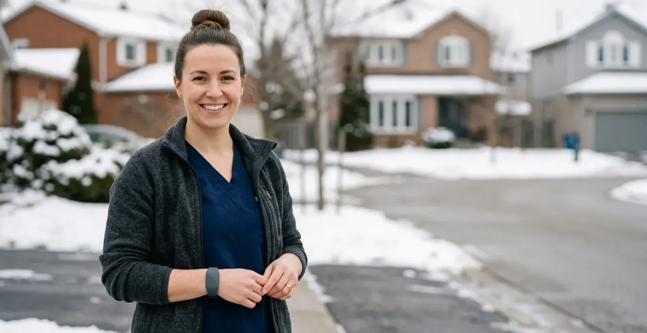 Professional worker in industrial environment wearing discreet personal safety wearable technology for lone worker protection